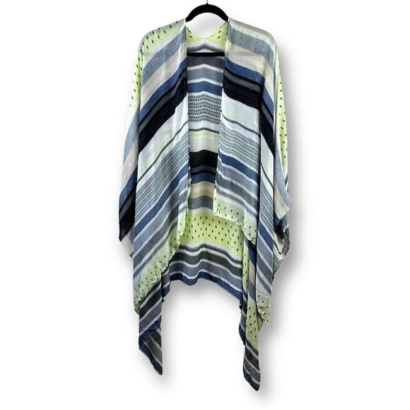 Ruggine green and blue stripe print lightweight kimono NWT size One Size - Picture 1 of 8